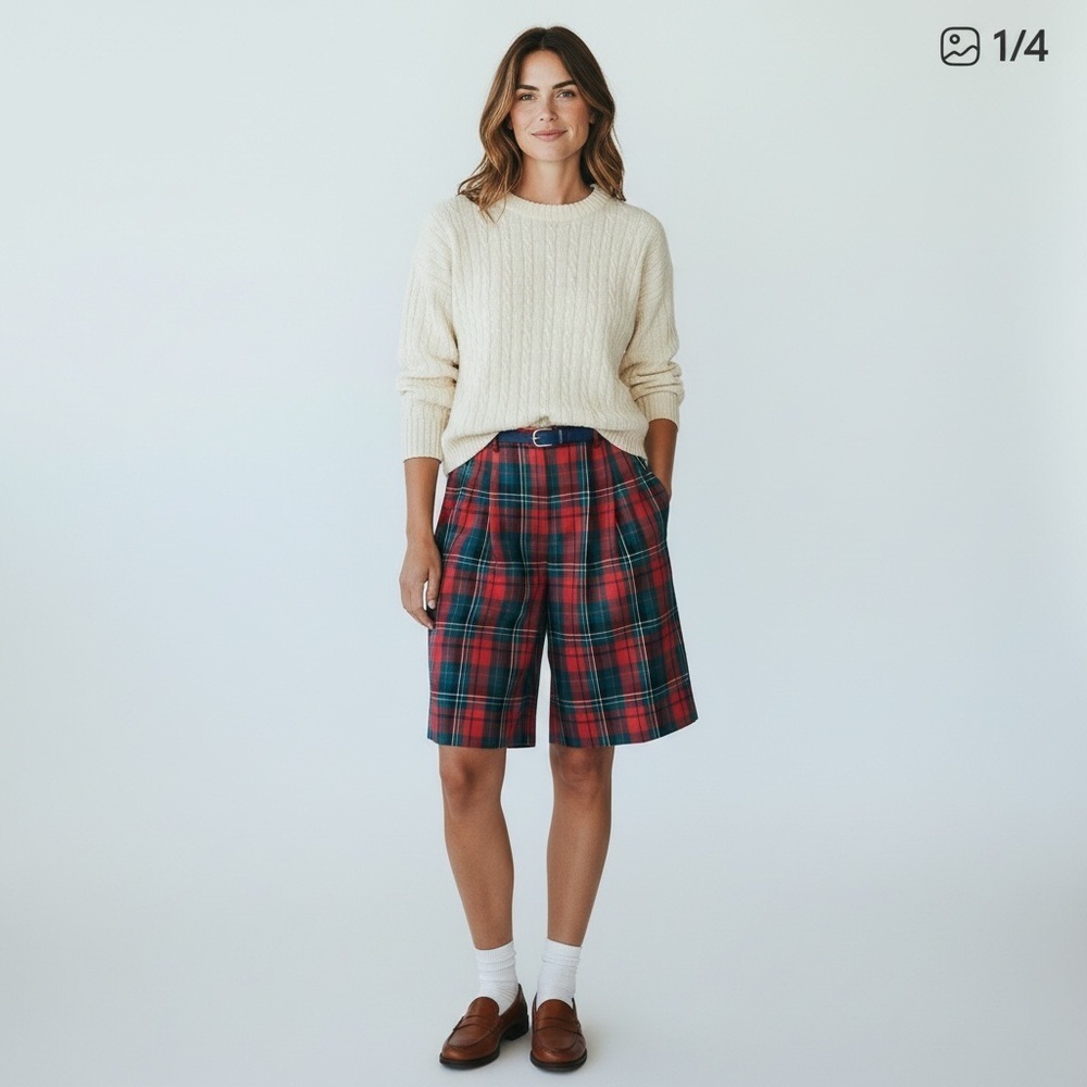 PENDLETON Vintage Tartan Plaid High Rise Wool Shorts Size 8